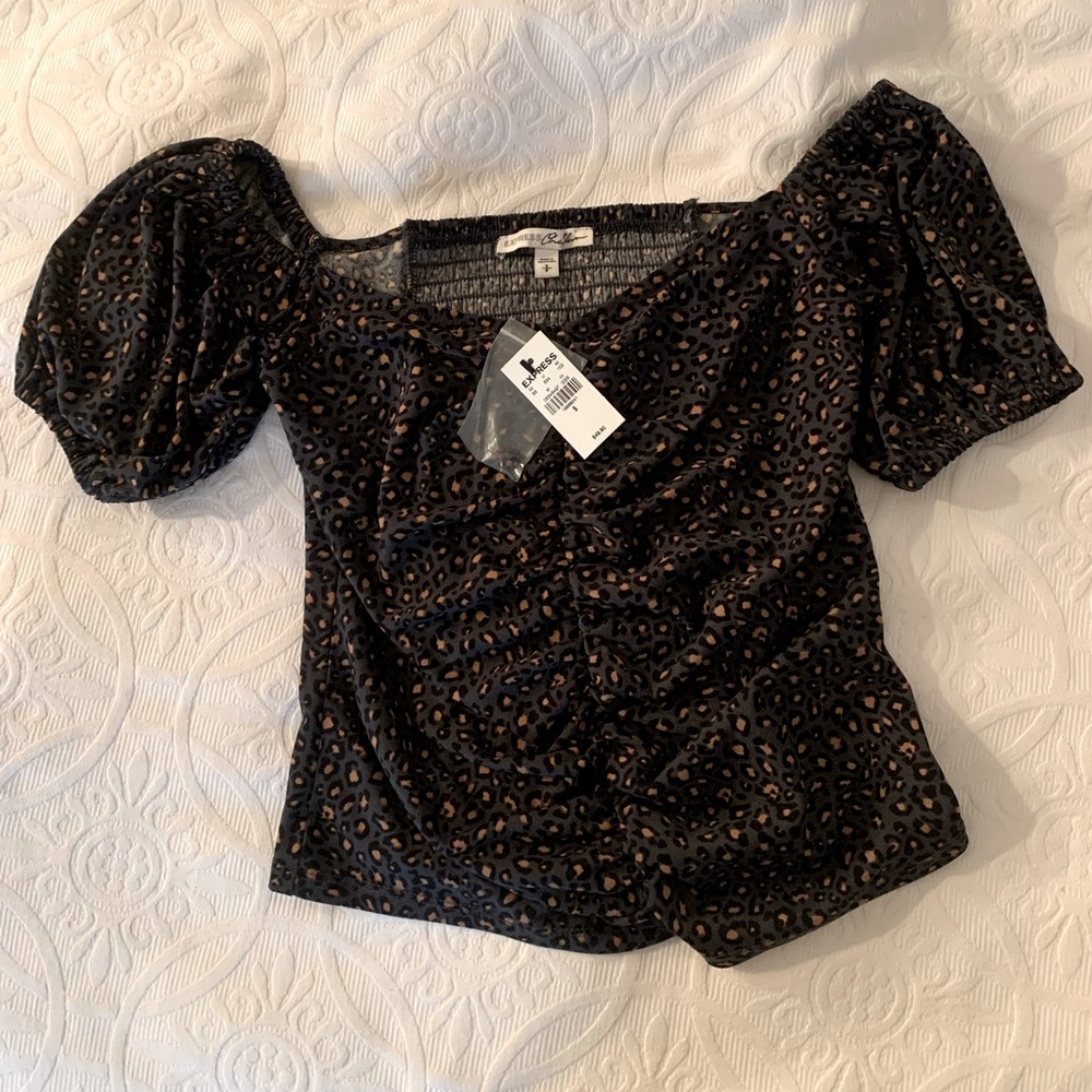 Express One Eleven ruching print blouse